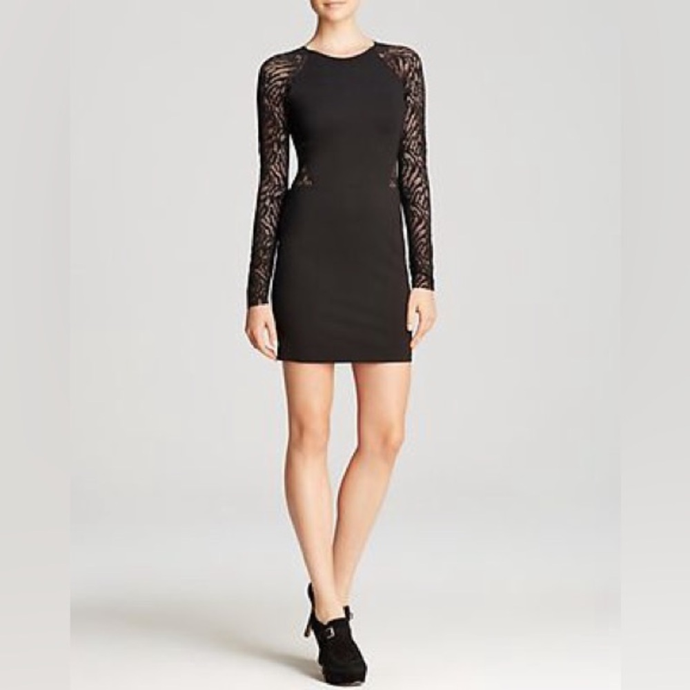 Parker Black Long Sleeve Mock Neck Bodycon Dress